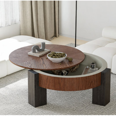 33'' Round Coffee Table with Hidden Storage