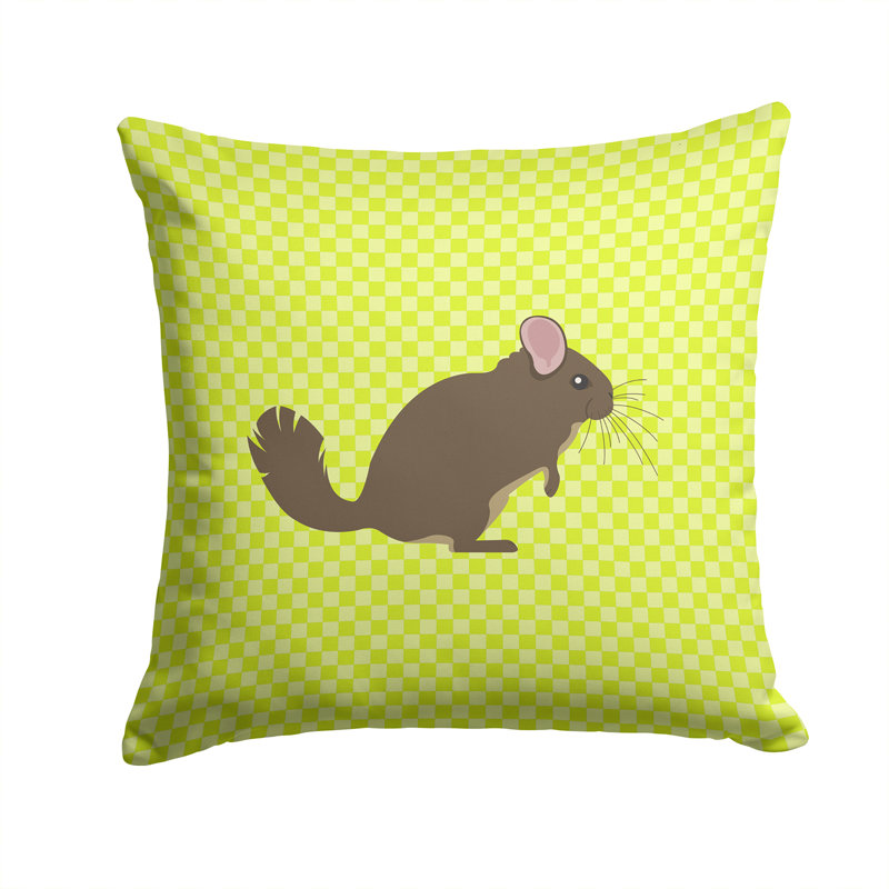 Chinchilla Check Outdoor Throw Pillow, Green, 14" x 14"