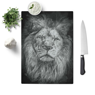 Tempered Glass The Proud Lion in Abstract Chopping Board