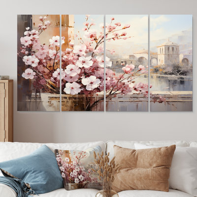 «Springtime Roman Empire Landscape I - Italy», ensemble d'art mural 4 pièces