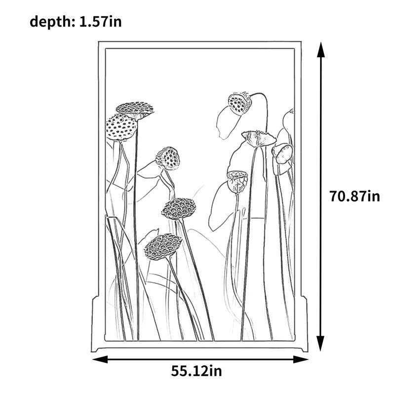 Écran Lotus Pod, 70.87"H x 55.12" W x 1.57" D, Noir / blanc / gris