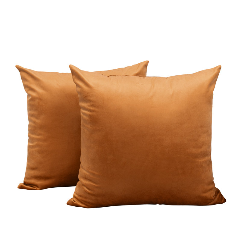 Soft Velvet Decorative Throw Pillow Covers For Couch Sofa, Square 20", Bunrt Orange