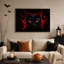 Art sur toile, "Chat noir avec yeux orange brillants et éclats rouges"-1753799125