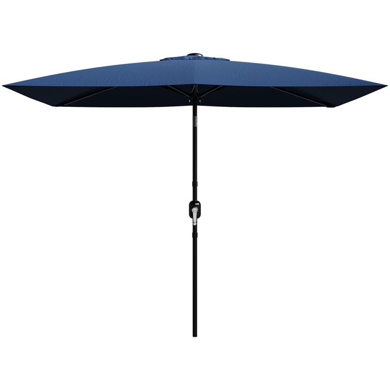 Parasol d'extérieur rectangulaire 10 pi x 6,5 pi avec manivelle et bouton inclinable, Marine