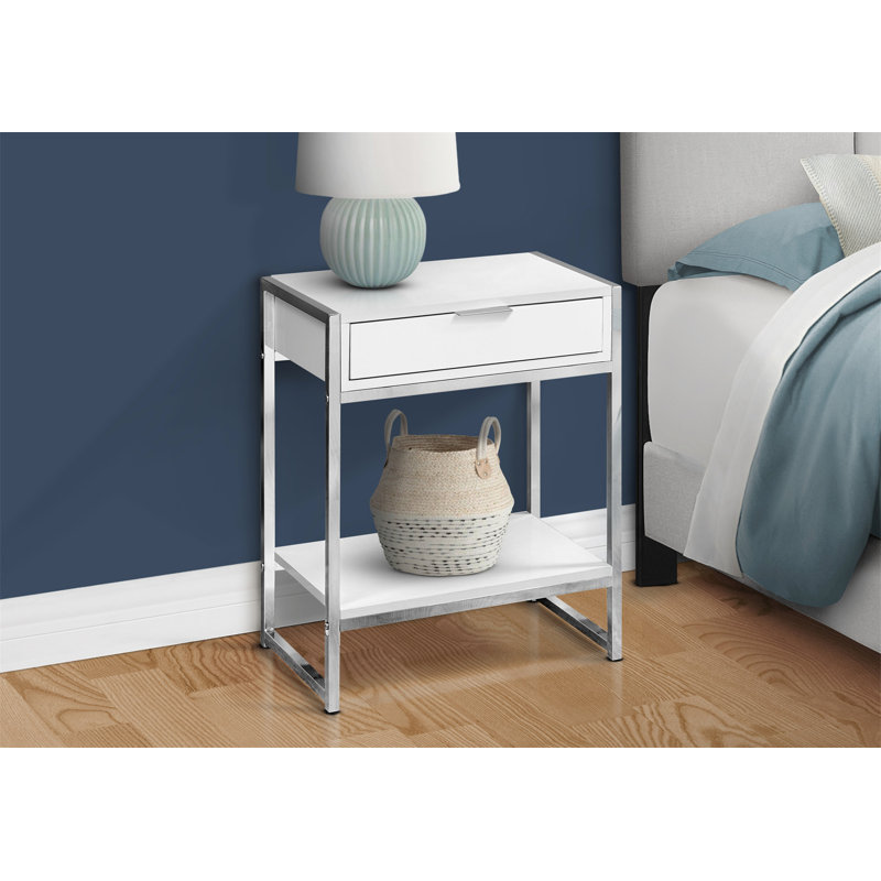 Table d'appoint, métal chromé, contemporain, moderne, Blanc, Argent argent