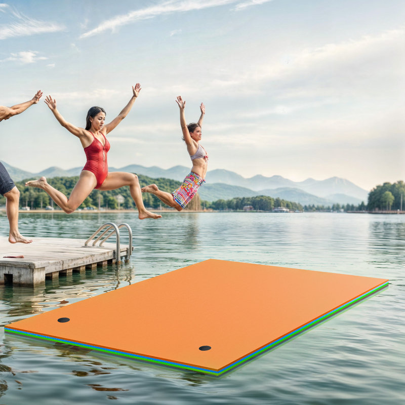 Balconera 3 Layer 108"X70.9" Floating Water Mat, Orange