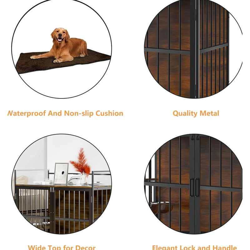 Meuble pour chien de 41 po, robuste et pour grands chiens avec cage de rangement pratique