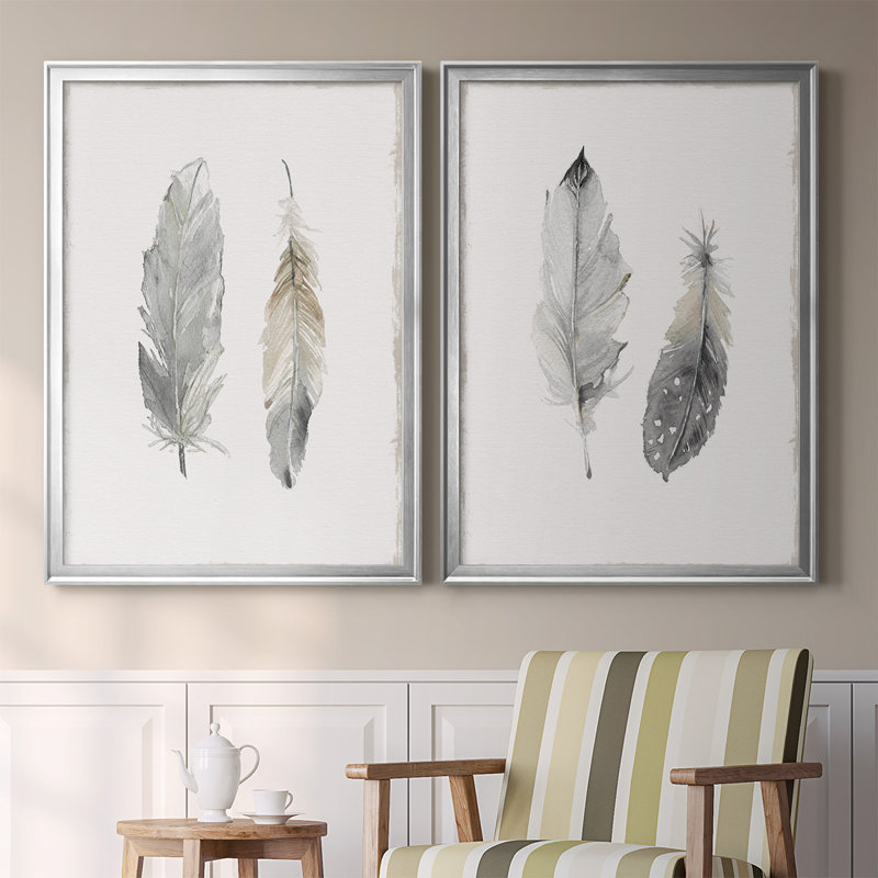 «Flight of Fancy I», ensemble de 2 reproductions encadrées sur toile, H 41,25 po x l 61 po x P 1,25 po, Argent