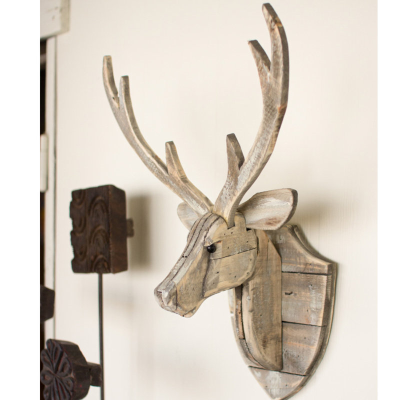 RECYCLED WOODEN DEER HEAD WALL HANGING
