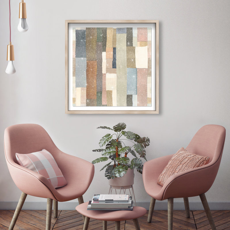 Woven Earthscape Shadowbox Abstract Print by Oliver Gal, Black Frame, 12 x 12, 25.5"H x 25.5"W, Natural Oak Frame