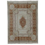 High-Quality Hand-Knotted Cream And Rust Area Rug