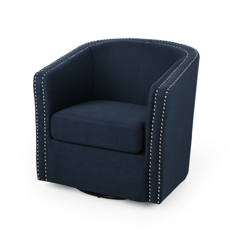 Fauteuil club pivotant bleu tendance - hauteur de bras de 25,60 po, conception élégante, housse 100% lin