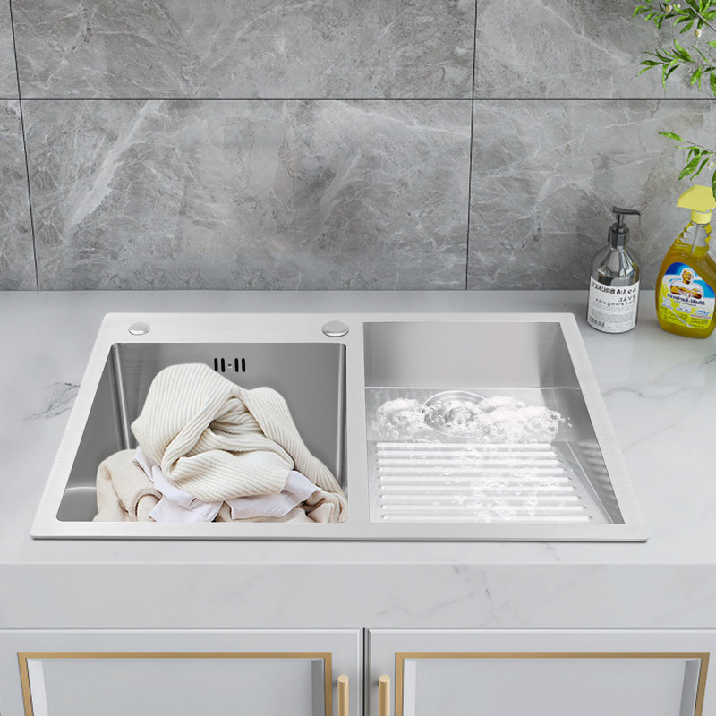 Household Stainless Steel Laundry Sink With Washboard