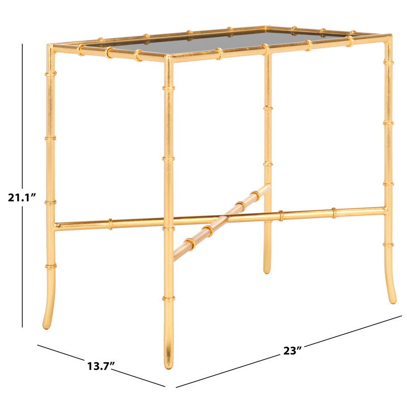 Harut 23'' Glass Top Console Table, Black Glass