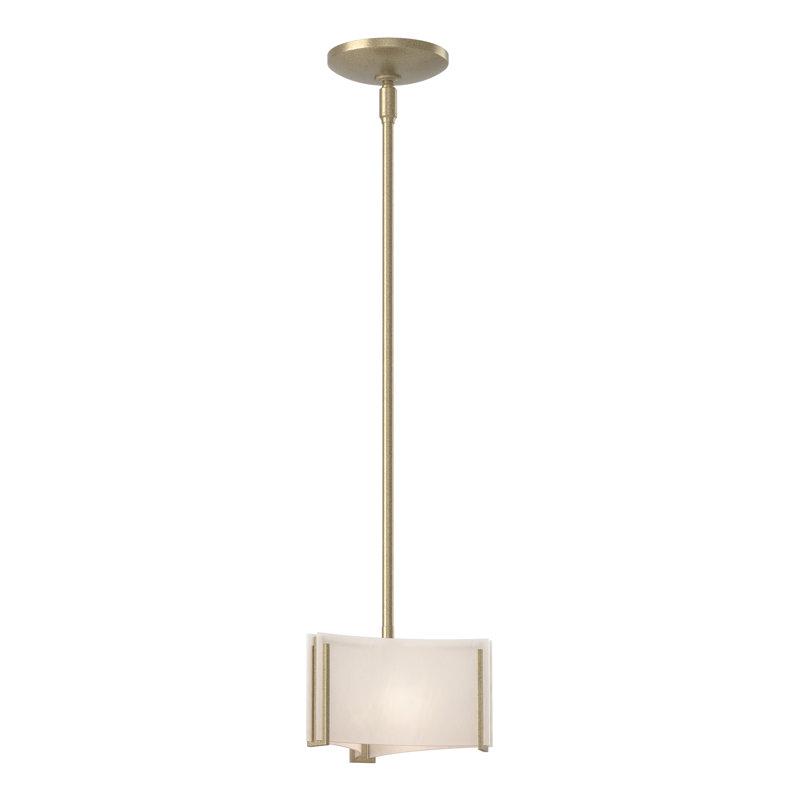 Luminaire suspendu géométrique unique à 1 lumière Exos, Verre d'art blanc, Or doux