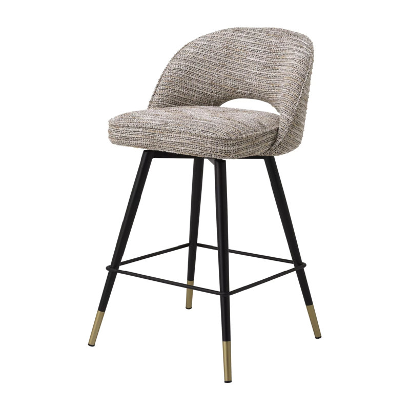 Cliff Swivel Upholstered Stool with Metal Frame, Blue, Counter Stool (27" Seat Height)