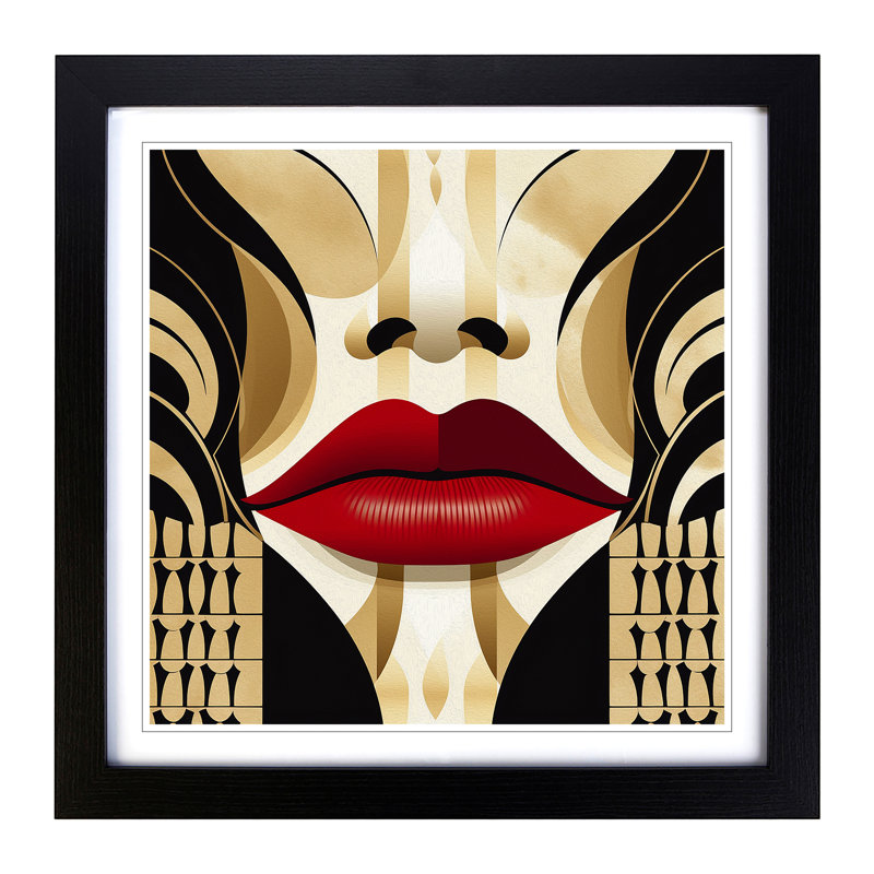 Lips No.1 - Framed Print, Black