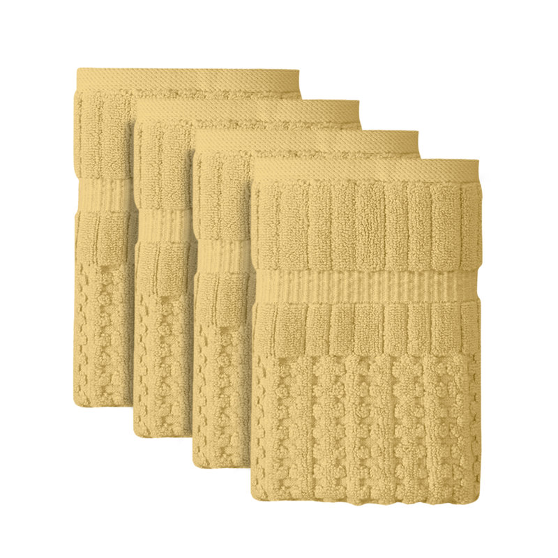Willow 4 Pieces Hand Towel Set – 100% Combed Cotton, Premium Quality 630 GSM, Yellow, Ultra-Soft & Highly Absorbent (4 Hand Towels)