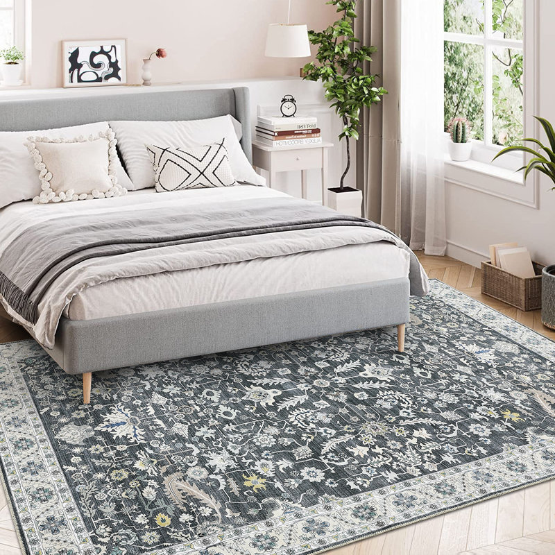 Tapis gris en polyester Clouis, Rectangle 8 pi x 10 pi