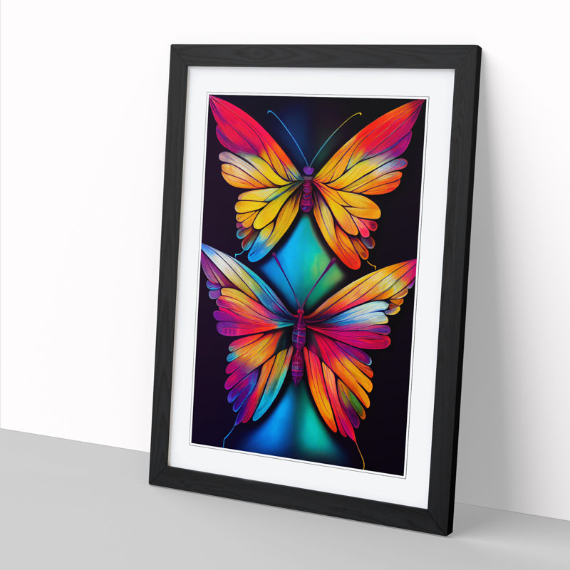 FRM-V0523-326X Butterfly Spray - Single Picture Frame Print, Black Framed, 64cm H x 46cm W x 2cm D
