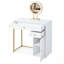 Meuble-lavabo de luxe avec miroir lumineux, 2 tiroirs, 1 armoire et 3 modes d'éclairage pour un décor de chambre à coucher élégant