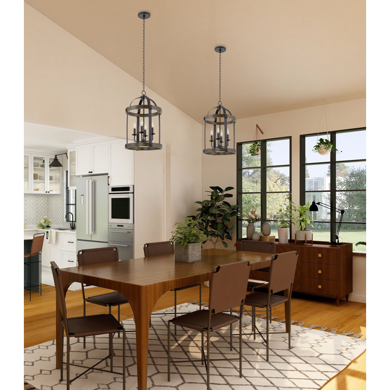 Lustre cylindrique de style lanterne à 4 lumières Dietgard