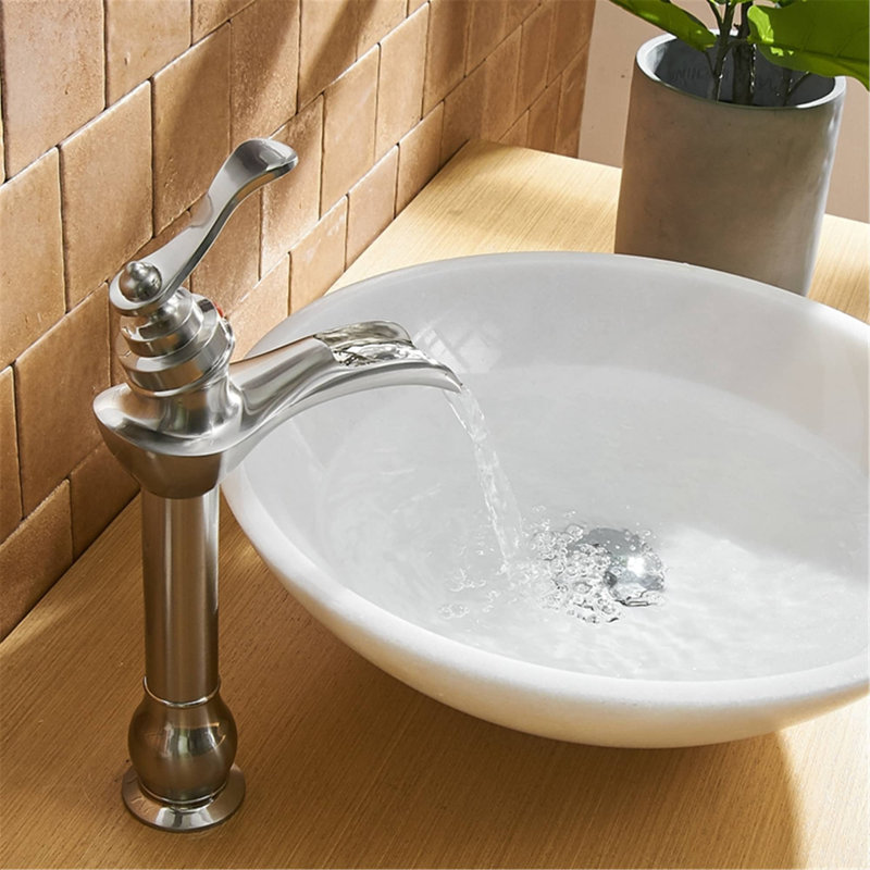 Single-handle Bathroom Faucet with Drain Assembly, Brushed Nickel