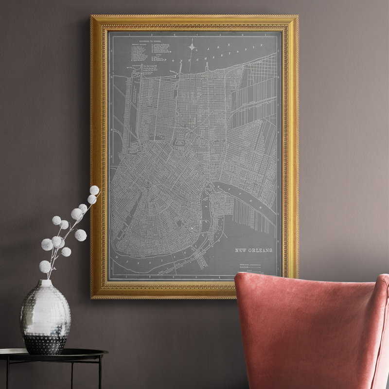 «City Map Of New Orleans», reproduction d'art sur toile, H 27 po x l 18 po