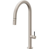 Pull-Down Kitchen Faucet With Button Sprayer - High Arc Spout