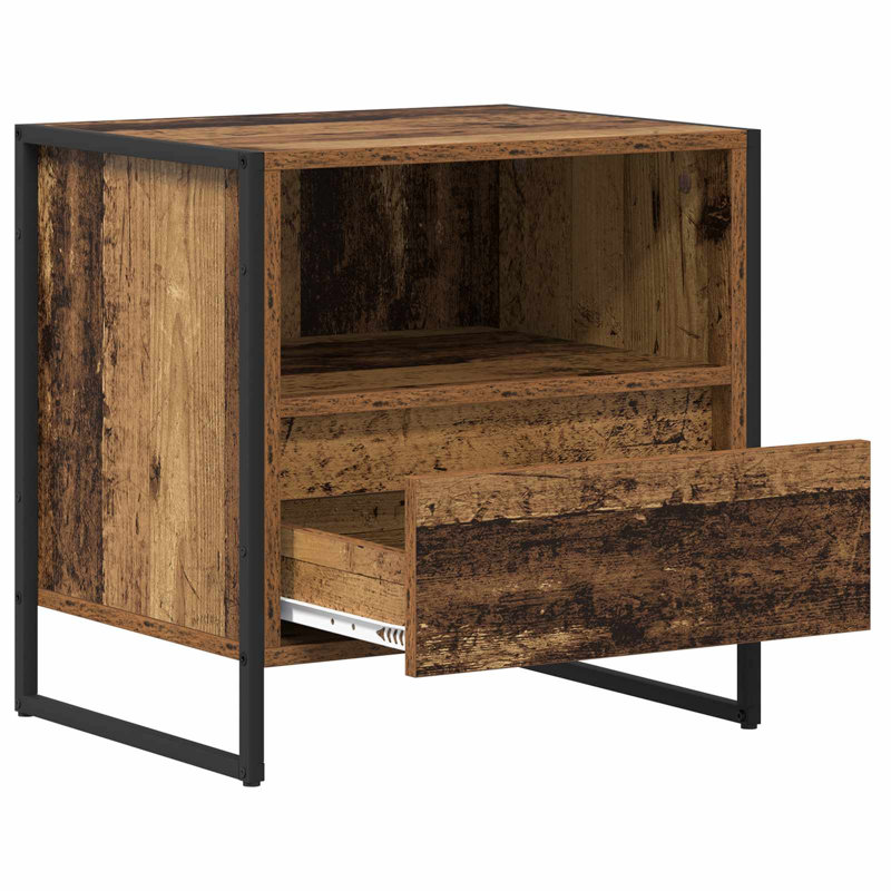 50cm W Manufactured Wood Bedside Table, Old Wood