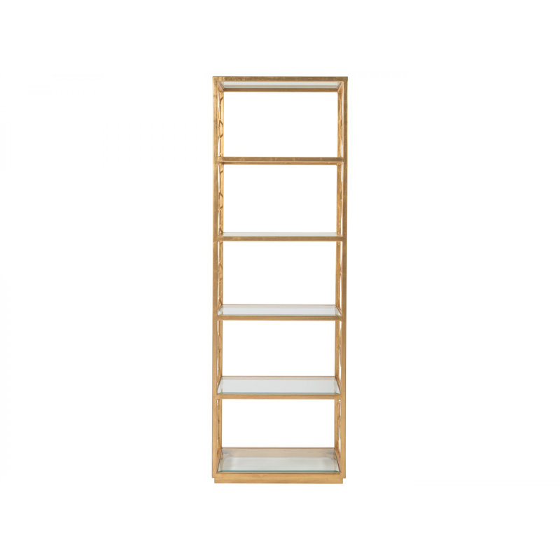 26"W x 18"D x 79"H  5-Tier Metal Designs Honeycomb Slim Etagere, Gold Leaf, (5 Shelves) 79" H x 26" W x 18" D