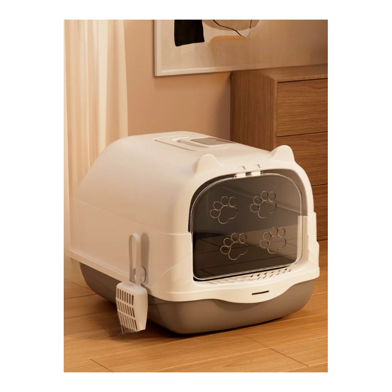 Gower Iron Litter Box, White/Grey