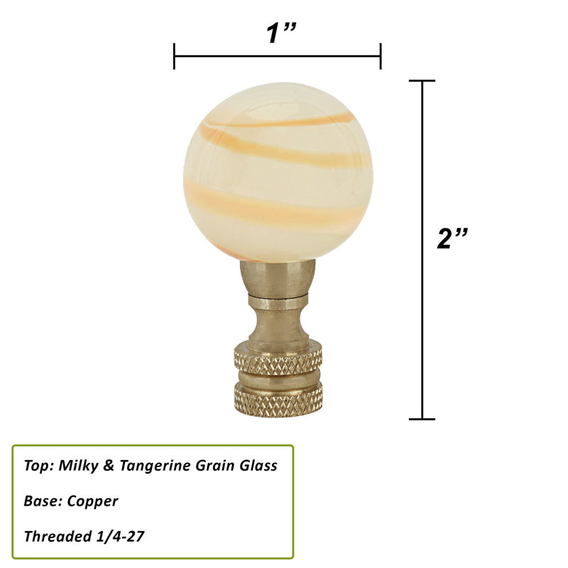 Milky with Tangerine Grain Lamp Finial