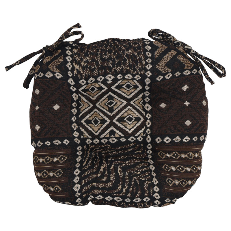 16-Inch Round Woven Tapestry Tufted Chair Cushions (Set Of 2)