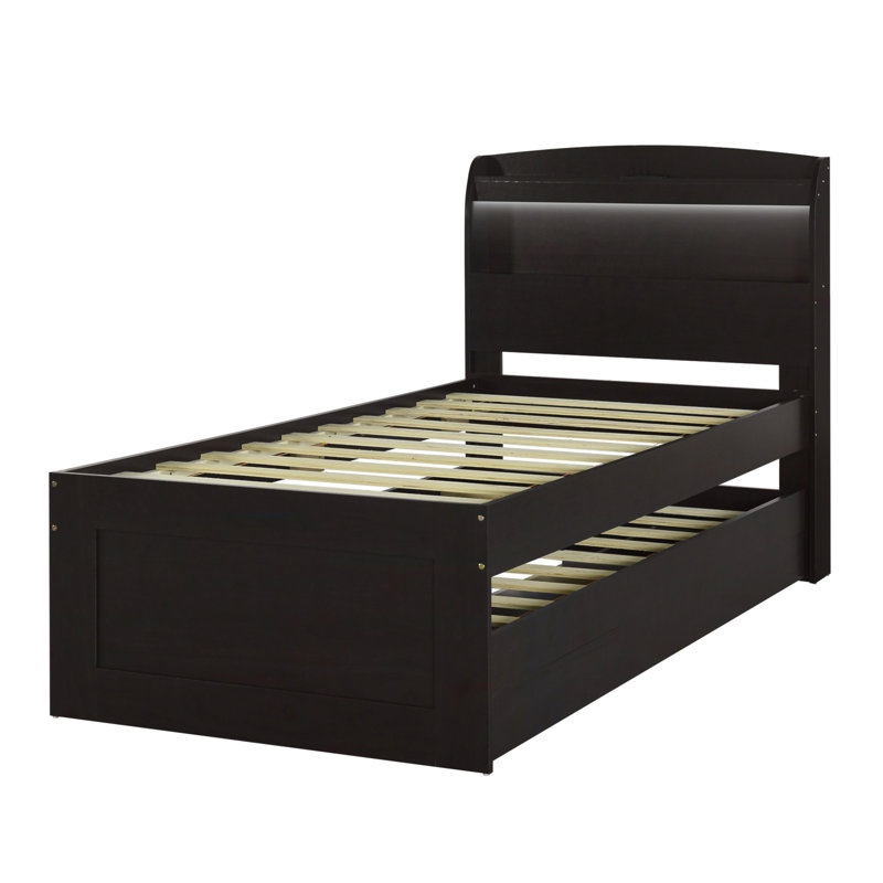 Lit plateforme avec rangement Ashantis, Marron foncé, Simple