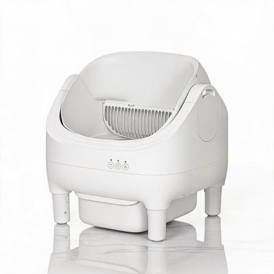 Litière pour chat automatique sans odeur - couvercle ouvert, autonettoyante, grande capacité de 10,5 L, triple sécurité, moteur silencieux, surveillance de la santé pour plusieurs chats - blanc