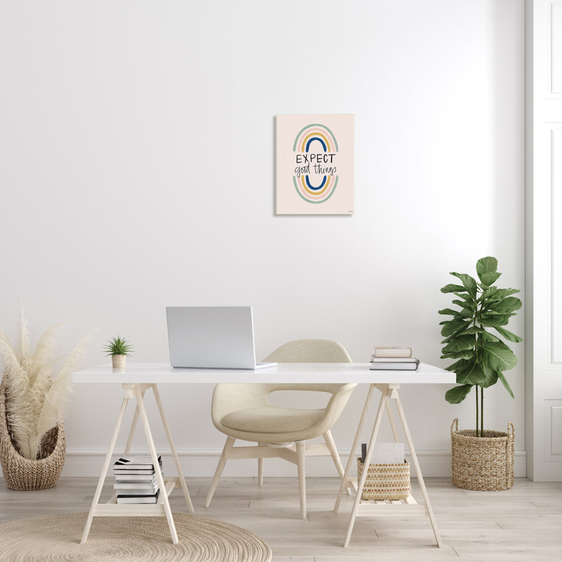 «Expect Good Things», phrase d'arc-en-ciel - art textuel sur toile, Plaque murale, H 19 po x l 13 po x P 0,5 po