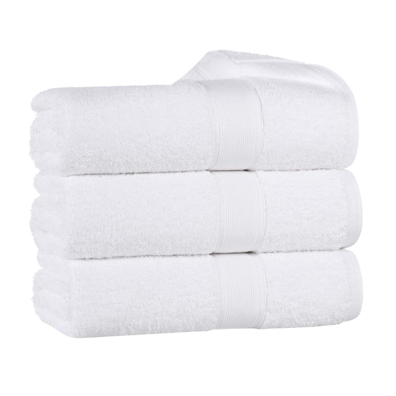 Ensemble de serviettes en coton biologique Lyndon, Blanc, Ensemble de 3 serviettes de bain