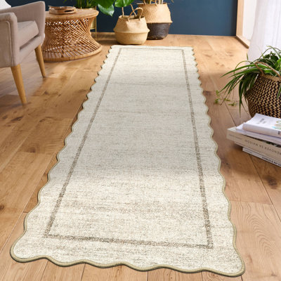 Tapis festonné lavable à la machine Tapis antidérapant à bordures antidérapantes à poils courts doux pour le bureau de la chambre à coucher