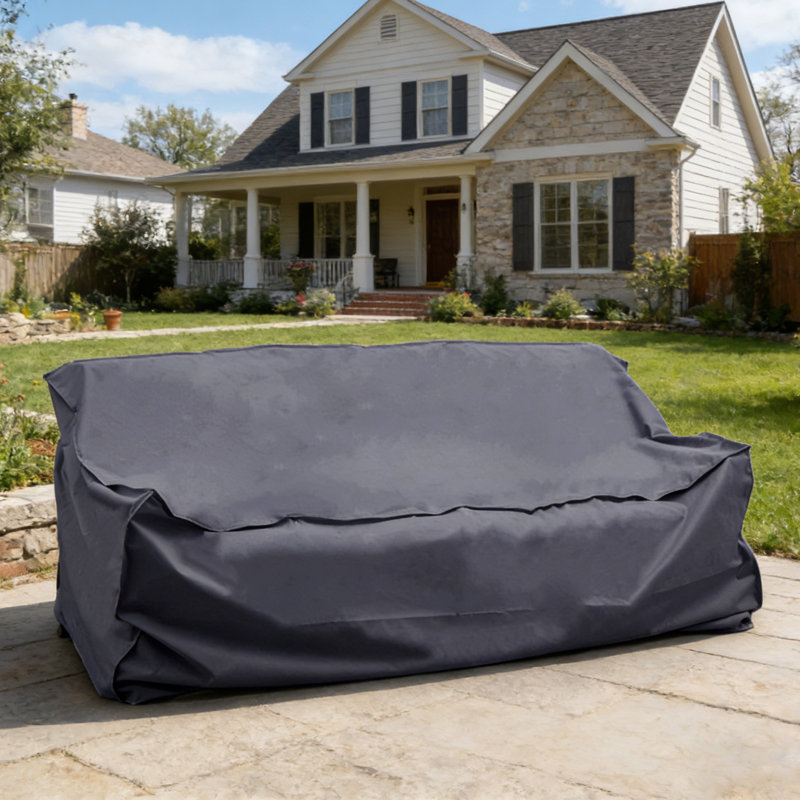  Romance Blaze Classic Polyester Waterproof Patio Sofa Cover, 3‑Seater Outdoor Couch Furniture Cover,Capra Indigo /Meridian Twilight
