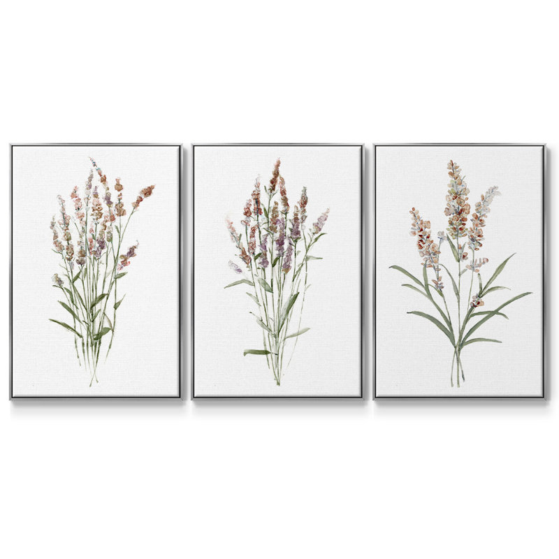 Ensemble de 3 reproductions de photos sur toile Dicat Botanical I, Argent, H 40 po x l 78 po