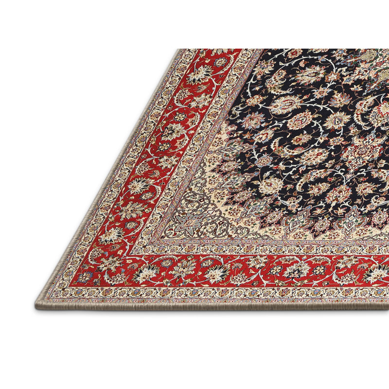 Tapis rouge/beige/noir traditionnel Eukleides, Rectangle 4 pi x 6 pi