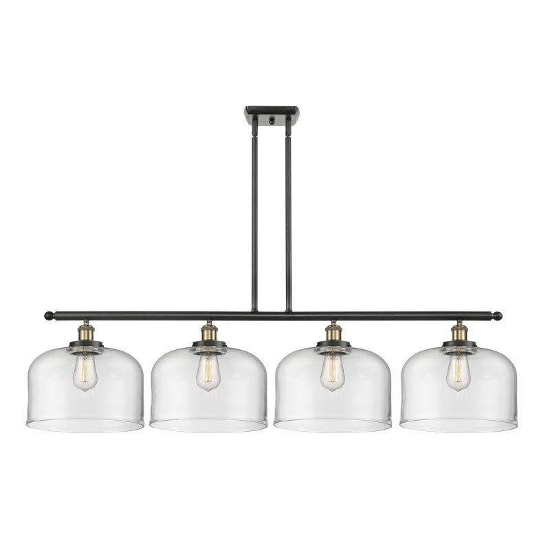 Lattimer 4 - Light Kitchen Island Pendant, Clear, LED, Black Antique Brass