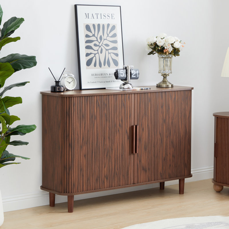 Zandon Accent Cabinet With Sliding Doors, Walnut