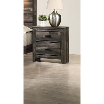 Table de chevet brune 2 avec poignées noires pour meubles de chambre à coucher en métal