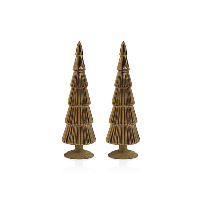Halette 2-Piece Red Glass Tabletop Tree Set