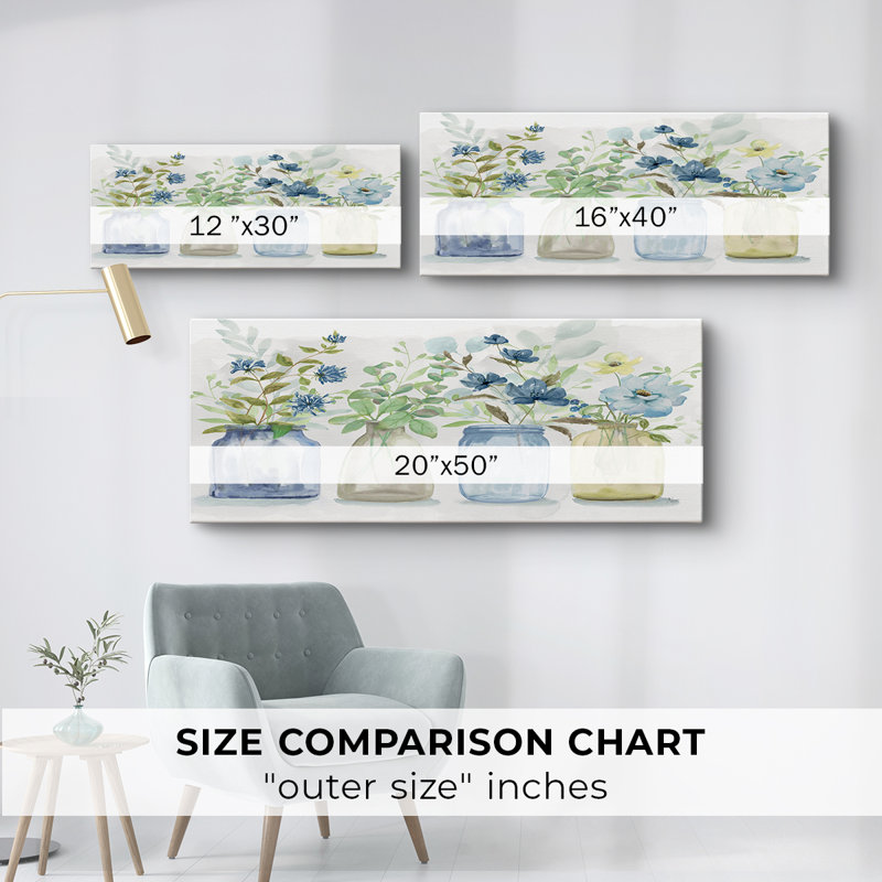 Blue Pickings - Toile tendue avec châssis - Prêt à accrocher, H 16 po x l 40 po