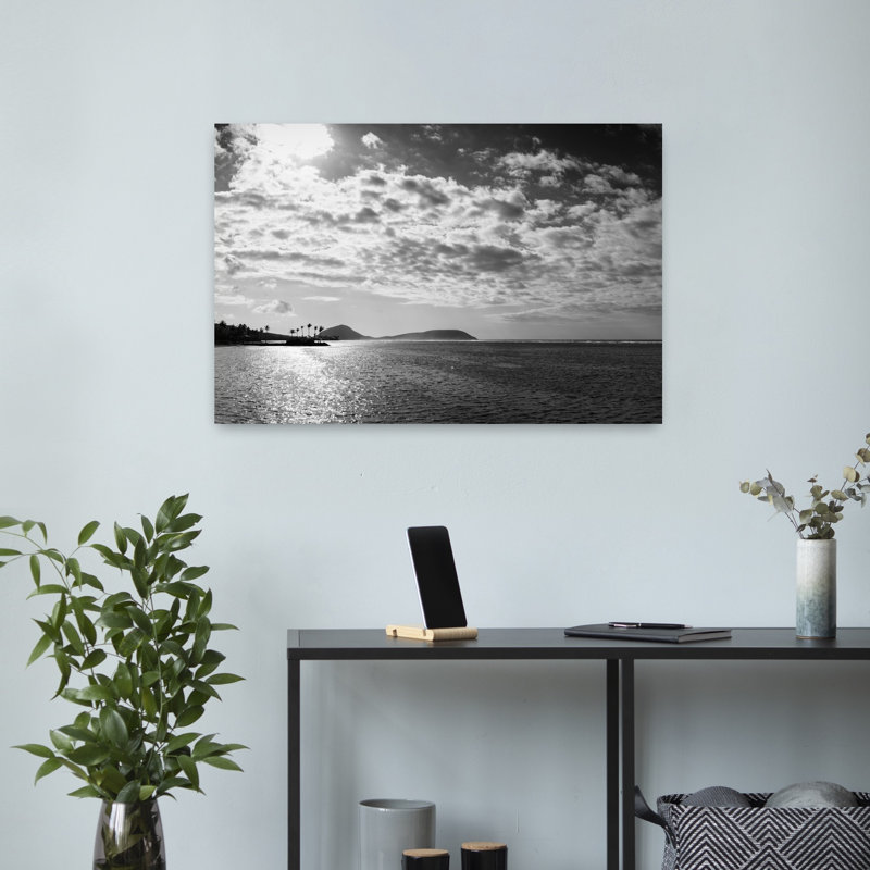 Vue sur mer avec vagues, Oahu, Hawaï, États-Unis, paysage contemporain, art mural, H 16 po x l 24 po