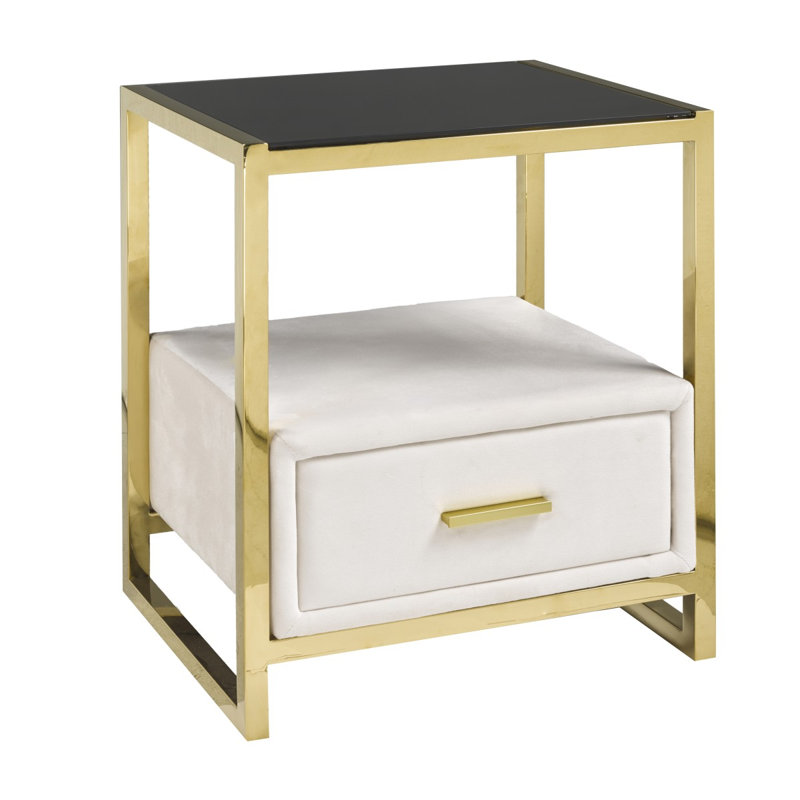 Table de chevet Piper,, Crème