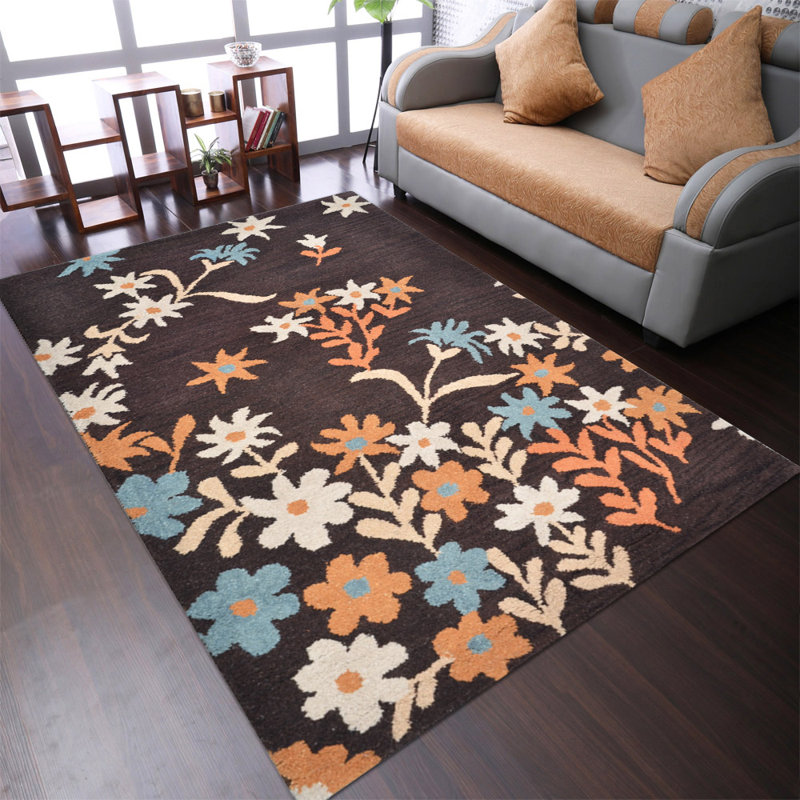 Candis Hand Tufted Wool Eco-Friendly 9x12 Area Rugs - Rectangle, Brown Color, Floral Modern Design, High Pile Thick Handmade Anti Skid Area Rugs for Living Room, Bed Room